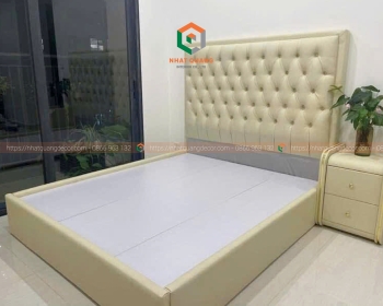 Gường ngủ đệm bọc vải da cao cấp G-012